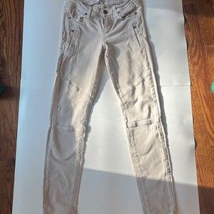 Paige Jeans Cassidy Zip Size 26 Skinny Beige Jeans, Great Condition